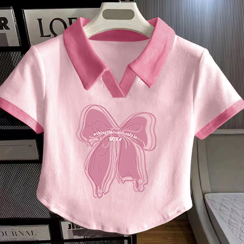 纯棉女童装POLO衫2024夏季小孩儿童宝宝洋气百搭短袖T恤翻领上衣