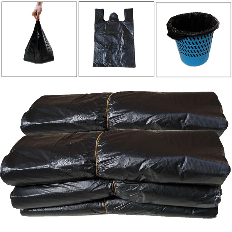 家用提手加厚垃圾袋黑色厨房卫生间家用塑料袋背心袋小中大号5L9L