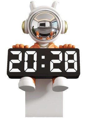 宇航员太空人桌面闹钟摆件书桌办公桌玄关装饰高级感乔迁开业礼品