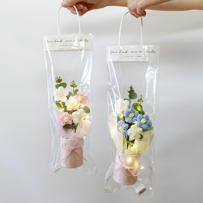 母亲节礼物针织毛线花成品手工编织泡芙花束送妈妈女朋友小花束