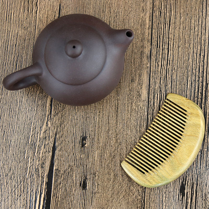 迷你口袋梳天然绿檀小巧木梳子头部按摩梳整木雕花便携随身包包梳