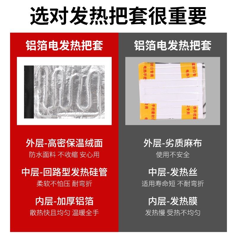 电动车加热把套摩托车发热手把套魔术贴电加热手把取暖48v60v72v
