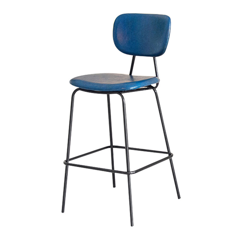 北欧简约高脚吧台椅子轻奢铁艺高脚凳子酒吧椅复古皮质吧台凳家用