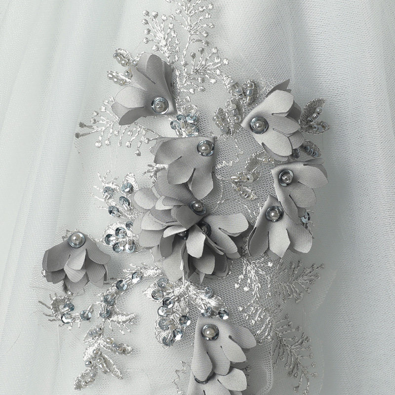 儿童礼服公主裙蓬蓬纱灰色婚纱长裙中大童钢琴模特演出服洋气