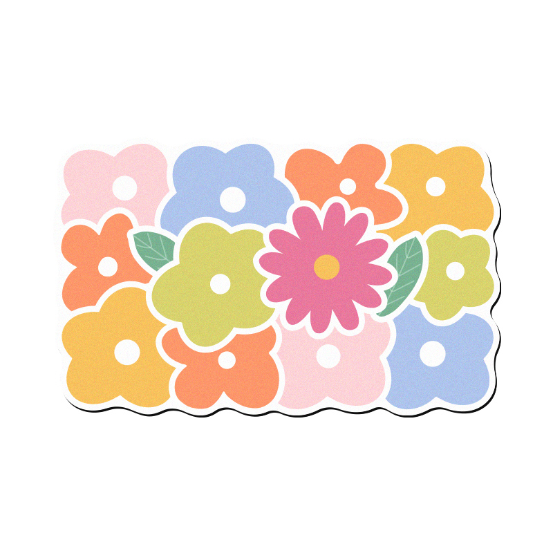 萌趣花朵浴室地垫化妆室矽藻泥强吸水软垫厕所门口家用防滑脚垫子