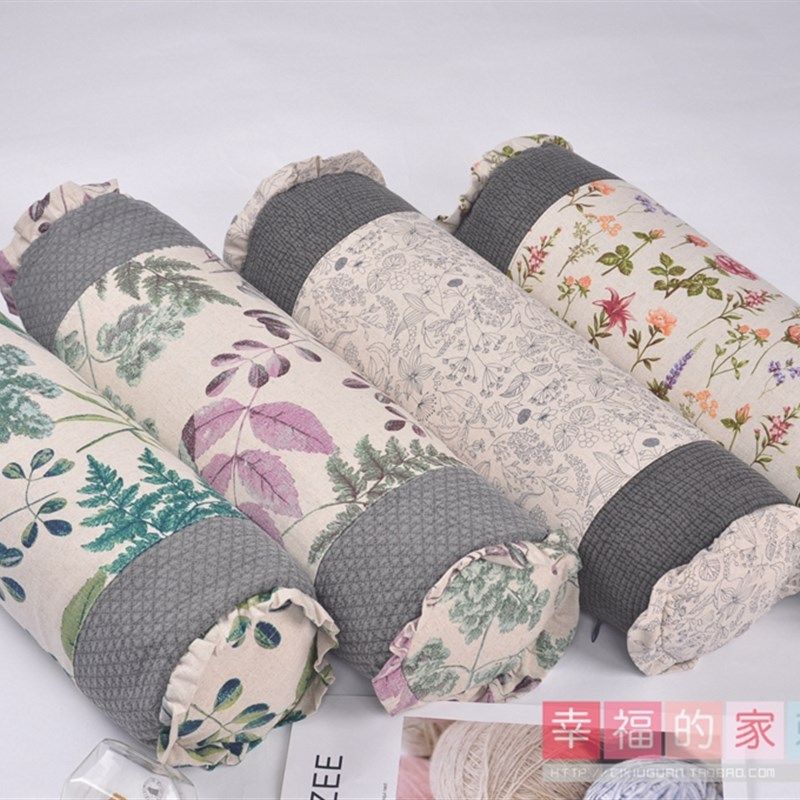 韩国本土风情糖果颈椎枕头圆柱枕靠枕荞麦抱着面料舒适助睡眠硬枕