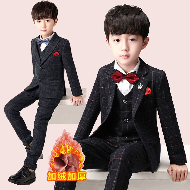 儿童西装套装男童礼服花童主持人王子钢琴服装演出英伦风加绒加厚