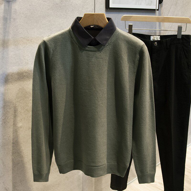 衬衫领假两件毛衣男加绒加厚衬衣领男士假领针织衫2022年秋冬新款,男装,针织衫/毛衣,淘宝优惠券,粉丝福利购,淘宝优惠卷