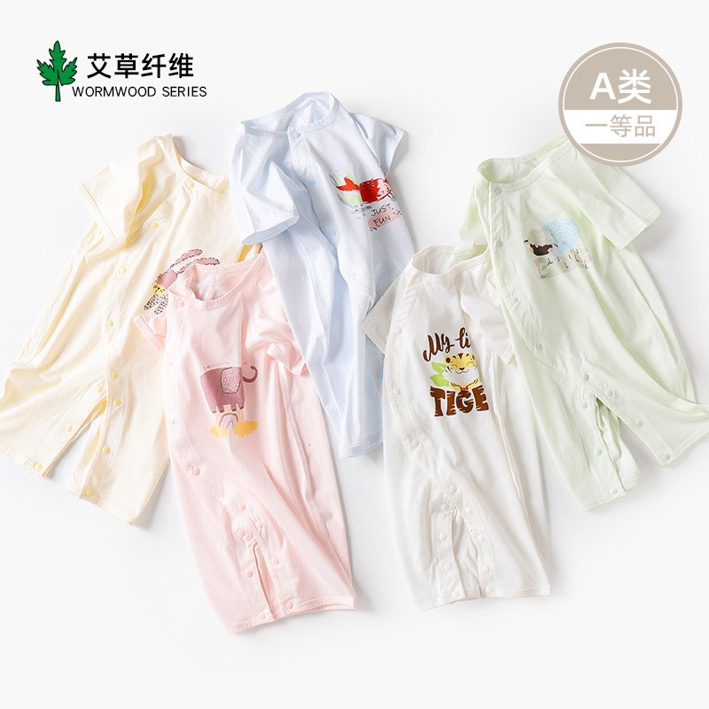 婴儿短袖长裤连体衣夏季空调服薄连身衣/爬服/哈衣