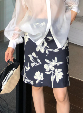 【ALONESAVOR】龍喜儿 loo%莫代尔印花半身裙女高腰显瘦a字裙K112