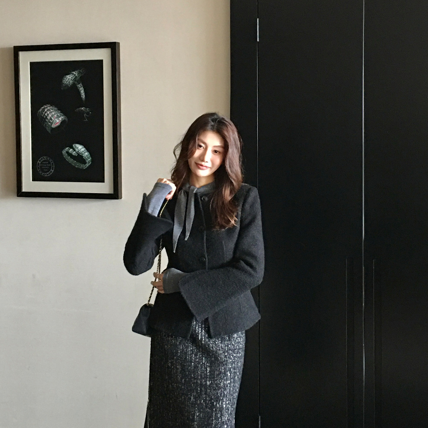 Alone Savor龙喜儿 秋冬复古羊驼毛短呢子女收腰显瘦圆领外套J094