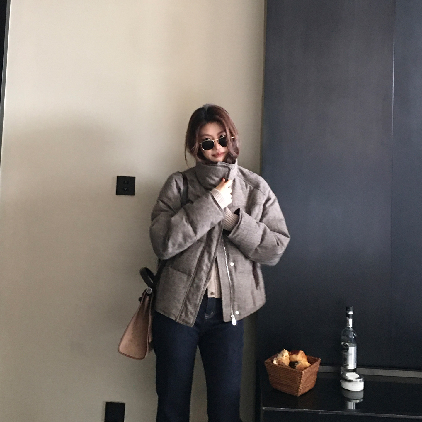 Alone Savor龙喜儿 秋冬保暖90白鹅绒羽绒服50羊毛女士短外套T442