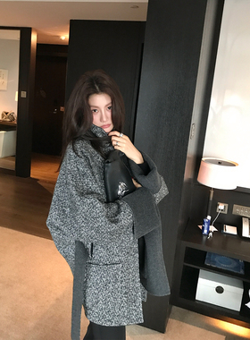 Alone Savor龙喜儿 秋冬赫本风双面穿80羊毛呢大衣收腰外套女D472