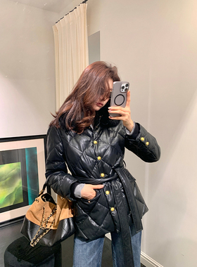 Alone Savor龙喜儿 秋冬95白鹅绒羽绒服狐狸毛领黑色短外套女J080