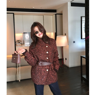 Alone 复古保暖羊毛混纺90白鹅绒珠片女士羽绒服J079 Savor龙喜儿