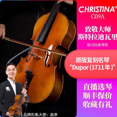 大提琴 Christina C09A 仿古专业大提琴 虎纹手工大提琴
