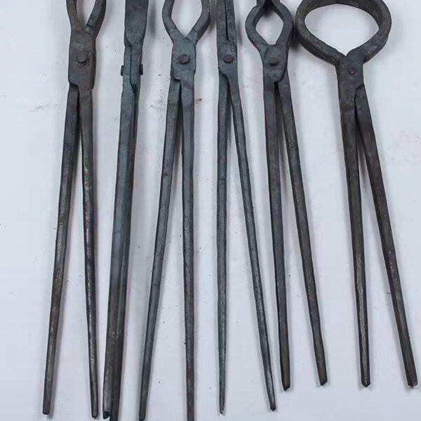 铁匠钳打铁夹铁纯手工锻打扁嘴铁钳工业钳溶铝锭钳工具尖嘴椭圆