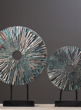 欧式禅意圆筒屏风摆件 家居客厅玄关样板间装饰酒店艺术品摆设