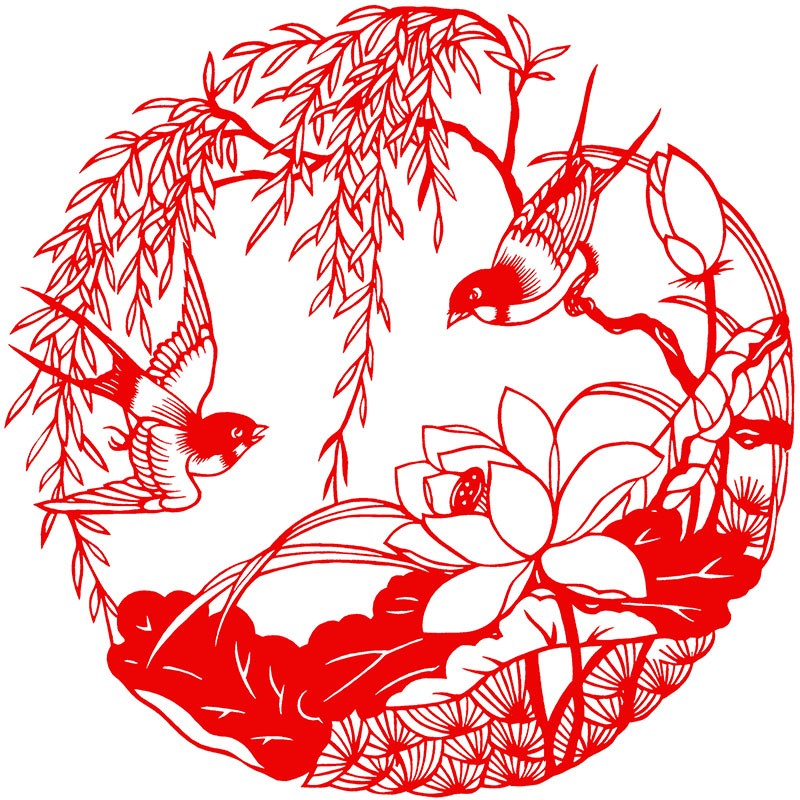 孔雀燕子喜鹊装饰画精送人特色刻纸礼品纯手工剪纸成套中国风窗花图片