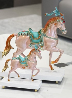 柏梵轻奢黄铜马到成功摆件高档家居客厅酒柜玄关装饰摆件乔迁礼品