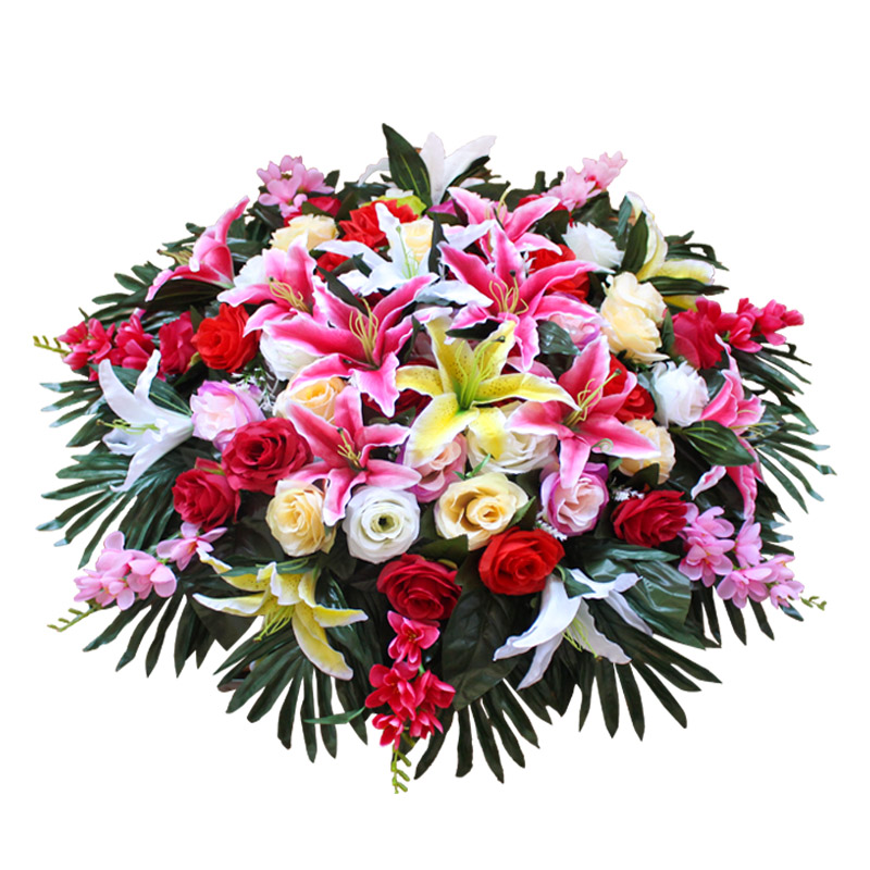 大型酒店餐桌花摆件花绢花装饰花插花饭店圆桌花电动转盘餐桌花艺