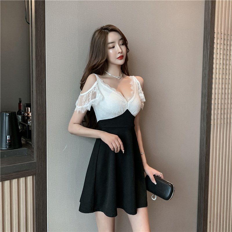 夜总店连衣裙显瘦夜场上班衣服修身低胸短裙性感女装桑拿黑色裙子