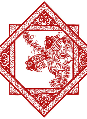 纯手工细纹刻纸成品观赏鱼中国风装饰画民俗特色工艺剪纸窗花镂空