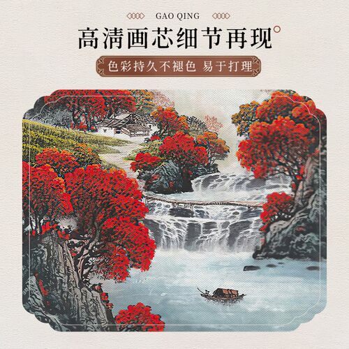 鸿运当头卷轴挂画竖版新中式玄关走廊过道装饰画正对门国画山水画