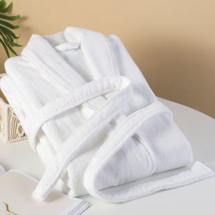 秋若薇纯棉浴袍成人秋冬加厚毛巾料浴衣男女长款吸水浴巾游泳美容