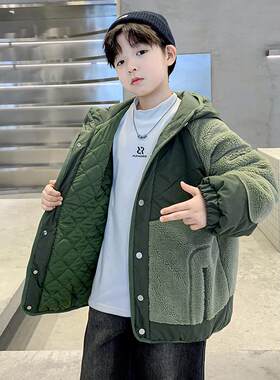 儿童装男童冬装外套2025新款洋气中大童男孩冬季加绒加厚毛毛衣潮
