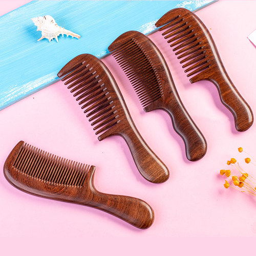 天天见礼品梳天然金丝檀木梳 黑金檀木梳 大号整木无静电按摩梳子