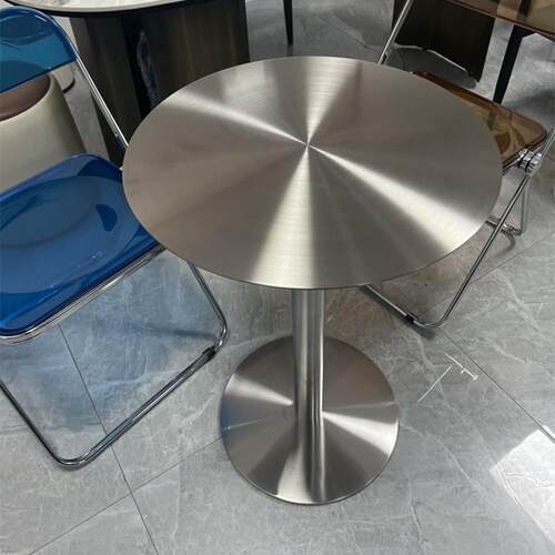 不锈钢桌子小圆桌正方形奶茶店咖啡厅工业风餐桌茶几洽谈桌甜品店
