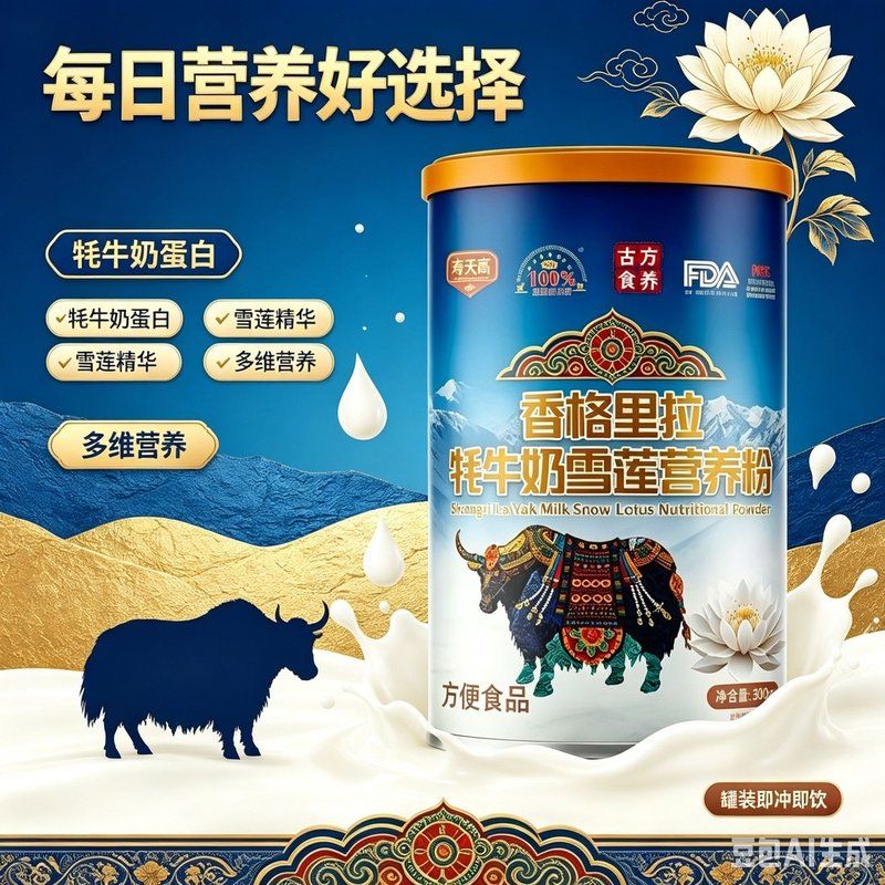 到手六罐香格里拉牦牛奶雪莲营养粉成人罐装方便冲饮食品