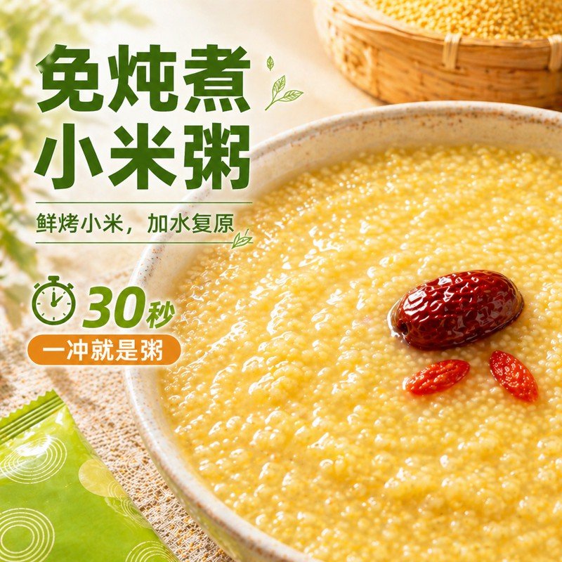 可试吃两包免炖小米粥冲泡即食上班族速食早餐粥懒人营养代餐