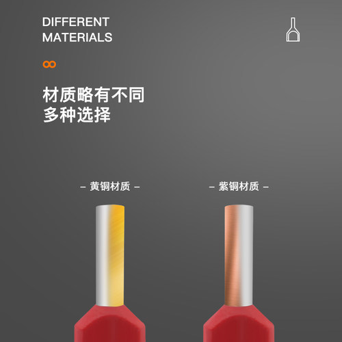 双线针形冷压端子TE0508/7508/1008/1508欧式预绝缘管型接线端子