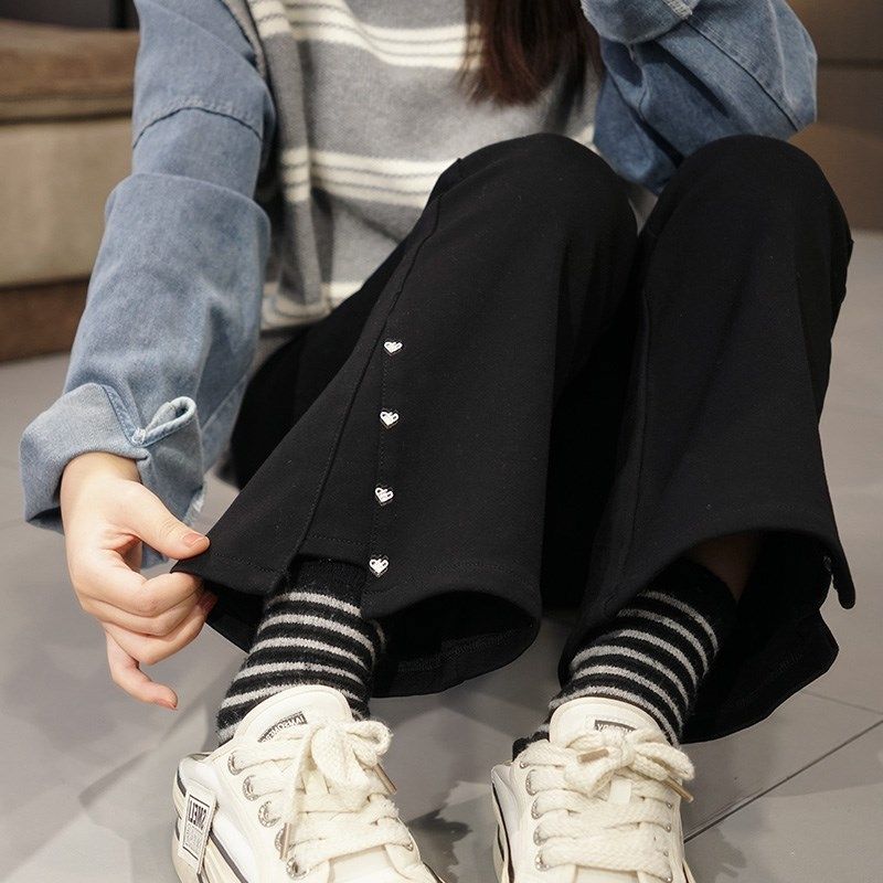 提臀收腹冬时髦微喇裤新款 200斤大码胖mm高弹力开叉黑显瘦修身裤,女装/女士精品,大码裤装,淘宝优惠券,粉丝福利购,淘宝优惠卷