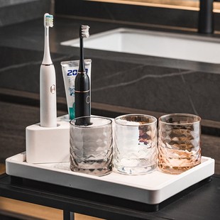 家用硅藻泥牙刷牙膏架漱口杯电动牙刷置物架牙具收纳套装吸水杯垫