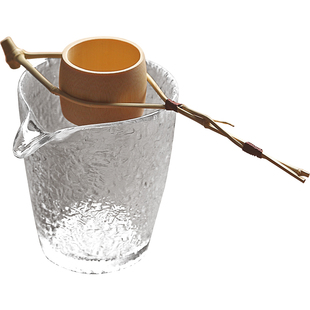 竹茶滤玻璃公道杯组合 功夫茶具茶漏分茶公杯套装 锤目纹耐热茶海