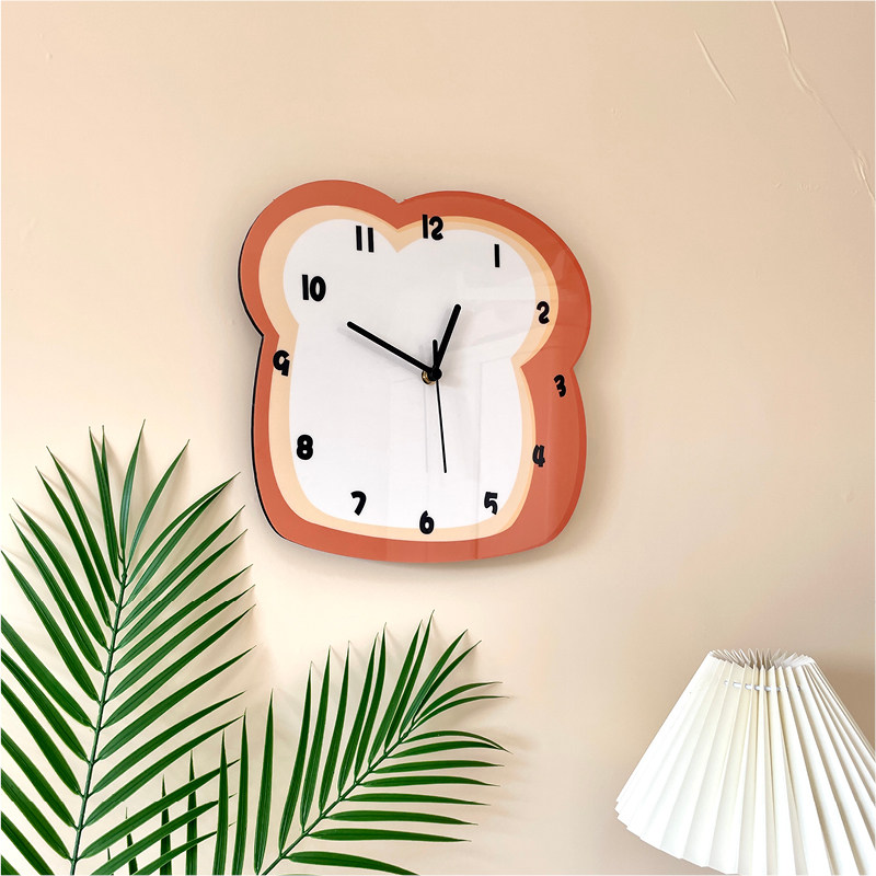 面包片卡通创意静音装饰钟表甜品店铺餐厅烘焙工作室个性时钟挂钟,家居饰品,挂钟,淘宝优惠券,粉丝福利购,淘宝优惠卷