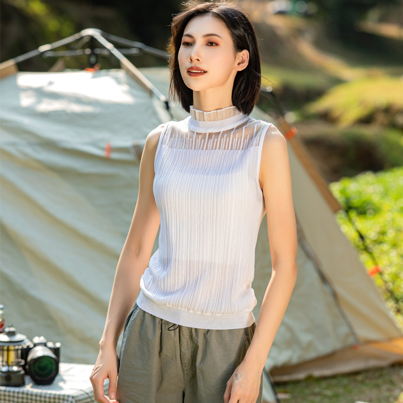 小吊带背心绵羊毛蕾丝毛衣性感内搭打底外穿半高领亲肤面料遮副乳