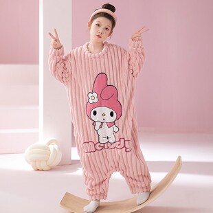 儿童睡袋秋冬款法兰绒大童防踢被珊瑚绒男女宝宝睡衣加厚加绒冬季