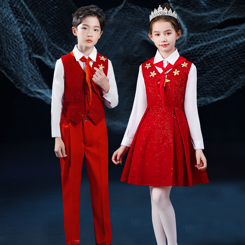 元旦儿童演出服大合唱团男女童礼服中小学生演讲比赛朗诵表演服装
