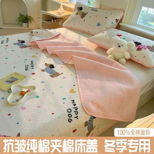 新款冬季亲肤舒适保暖全棉印花双面床盖单件纯棉床单榻榻米炕盖垫