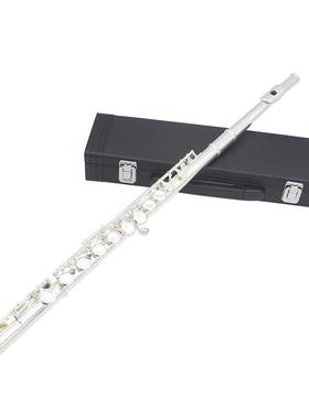 SLADE16孔长笛皮盒E键C调白铜管体镀镍长笛学生成人西洋笛子