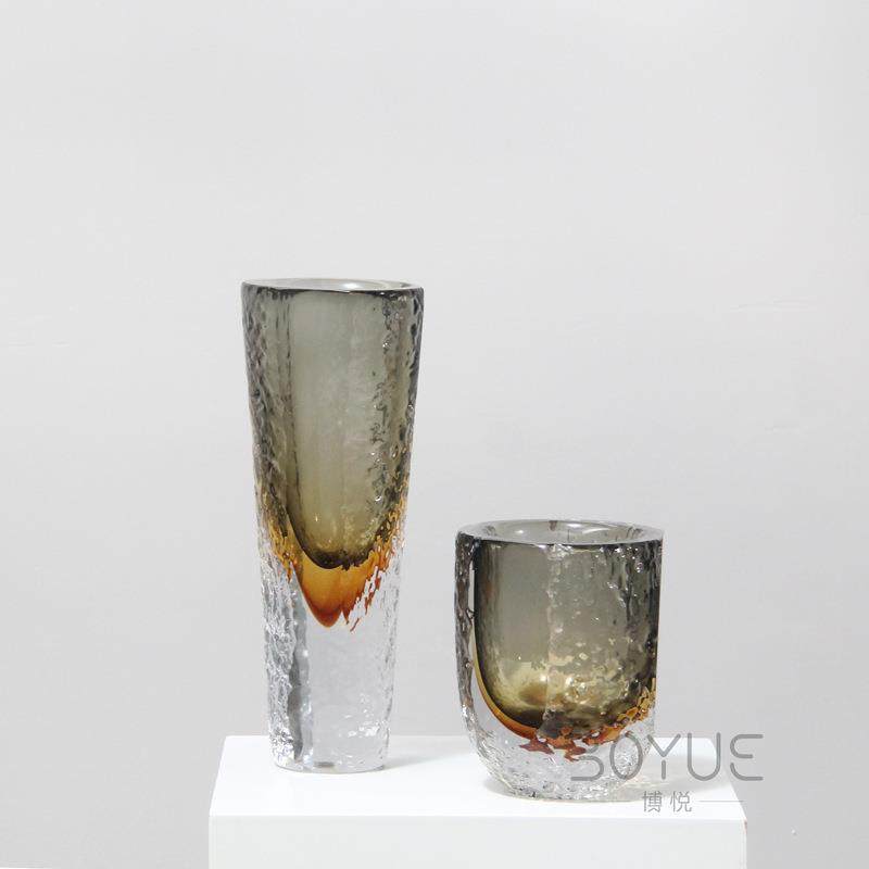 创意简约灰色锤纹渐变琥珀色琉璃花瓶样板房民宿软装鲜花仿真花器,纺织面料/辅料/配套,纺织机械配件,淘宝优惠券,粉丝福利购,淘宝优惠卷