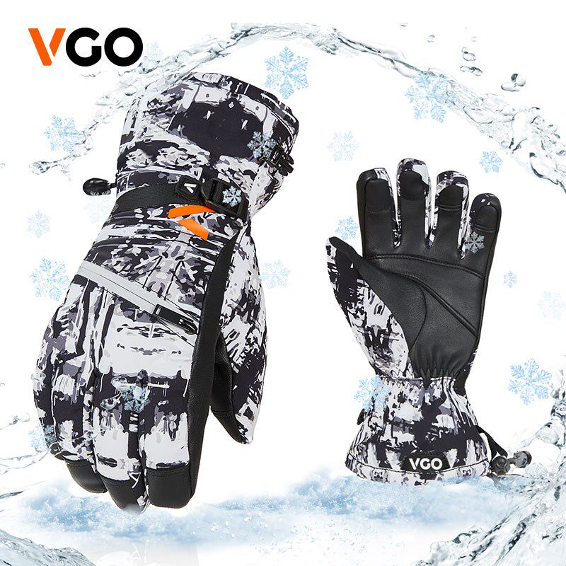 VGO成人男女滑雪户外运动手套防风防水透气耐磨天然羊皮GA2474