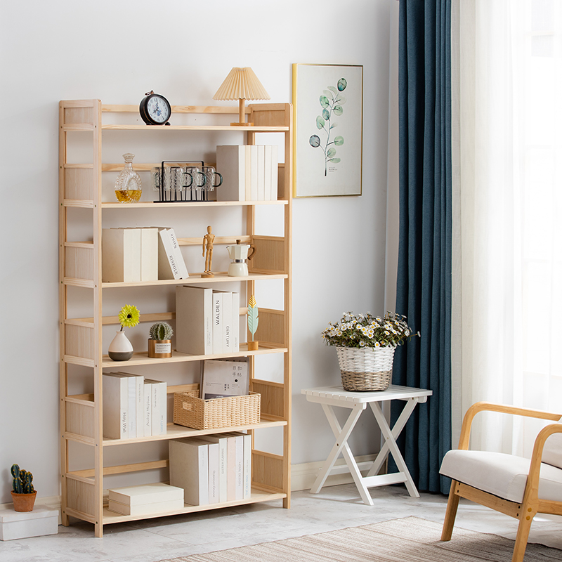 实木书架落地简易家用书柜卧室儿童书桌面收纳置物架子多层展示架