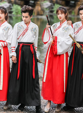 汉服男古装中国风女广袖日常装初高E中学生运动会班服秦汉魏晋风