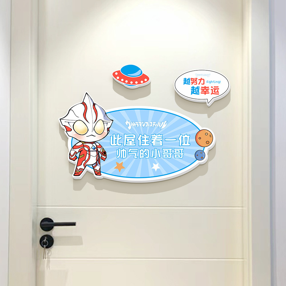 儿童房布置男孩卧室房间门牌卡通动漫装饰立体门贴励志背景墙装饰