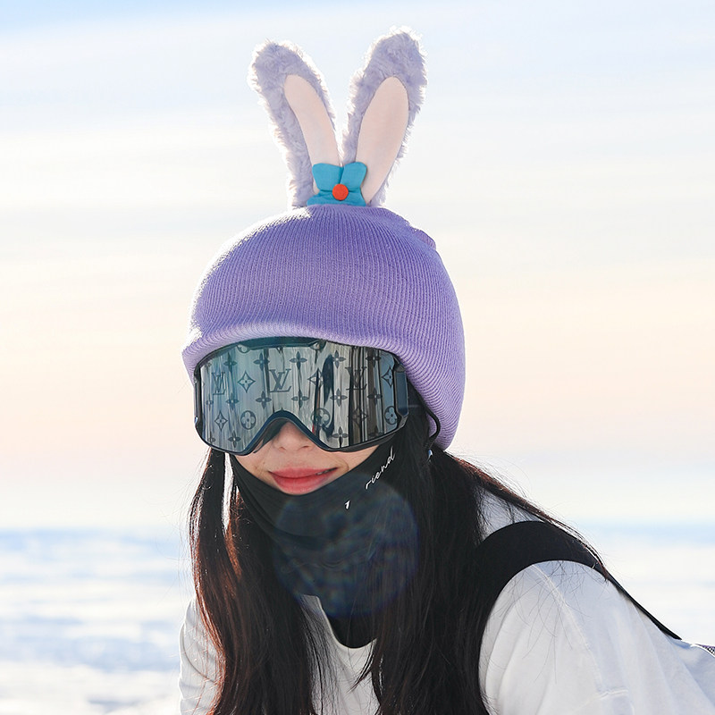 XXX滑雪头盔套卡通装饰滑雪帽子男女I情侣头盔帽罩雪盔毛线帽无牙